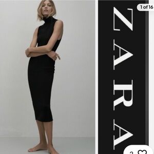 Zara Black Sleeveless Turtleneck Maxi Dress